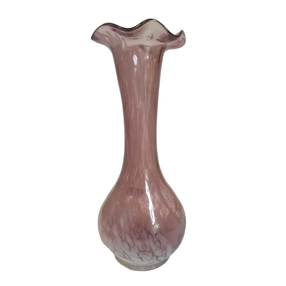 Vtg‎ Lefton Bud Vase Amethyst Purple Swirl Hand Blown Japan 6.5
